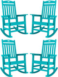 YEFU Outdoor Rocking Chairs Set of 4: Porch Rocking Chairs-Outdoor Patio Rockings Chair-Oversized Rocker Chair-All Weather Poly Rocker Lawn Chair for Adult-Seat Area 22'x21'-Backrest Height 31'-Aruba