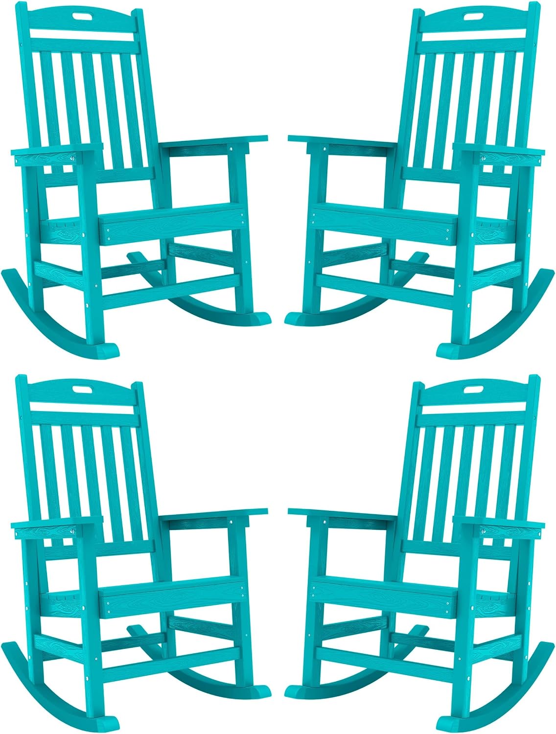 YEFU Outdoor Rocking Chairs Set of 4: Porch Rocking Chairs-Outdoor Patio Rockings Chair-Oversized Rocker Chair-All Weather Poly Rocker Lawn Chair for Adult-Seat Area 22'x21'-Backrest Height 31'-Aruba
