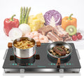 2 Burner Electric Cooktop 24 Inch, 110V 2000W Portable Electrics Stove Top with Handle, 9 Power Settings, Senor Touch & Knob Control, Safety Lock, Timer, 110-120V Plug in (2 Burner Green)