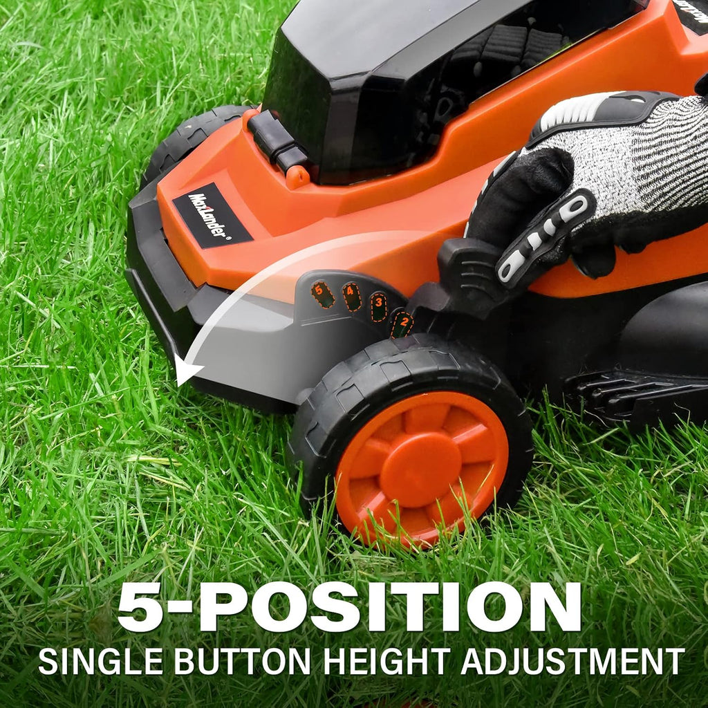 Maxlander Lawn Mowers, 13 Inch Electric Lawn Mower Cordless, 20V 2-in-1 Battery Powered Lawn Mower with Brushless Motor, 5-Position Height Adjustment, Battery and Charger Included