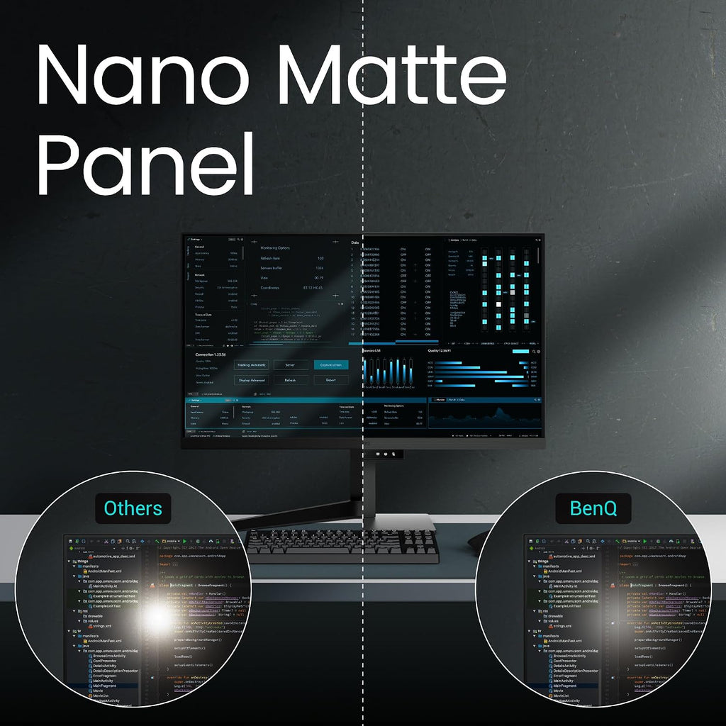 BenQ RD320UA 32' 4K 3840x2160 Programming Monitor with 2000:1 Contrast Ratio, Nano Matte Panel, MoonHalo, 90W USB-C, Coding Modes, Night Hours Protection, Ergonomic Stand, and Eye-Care Technology