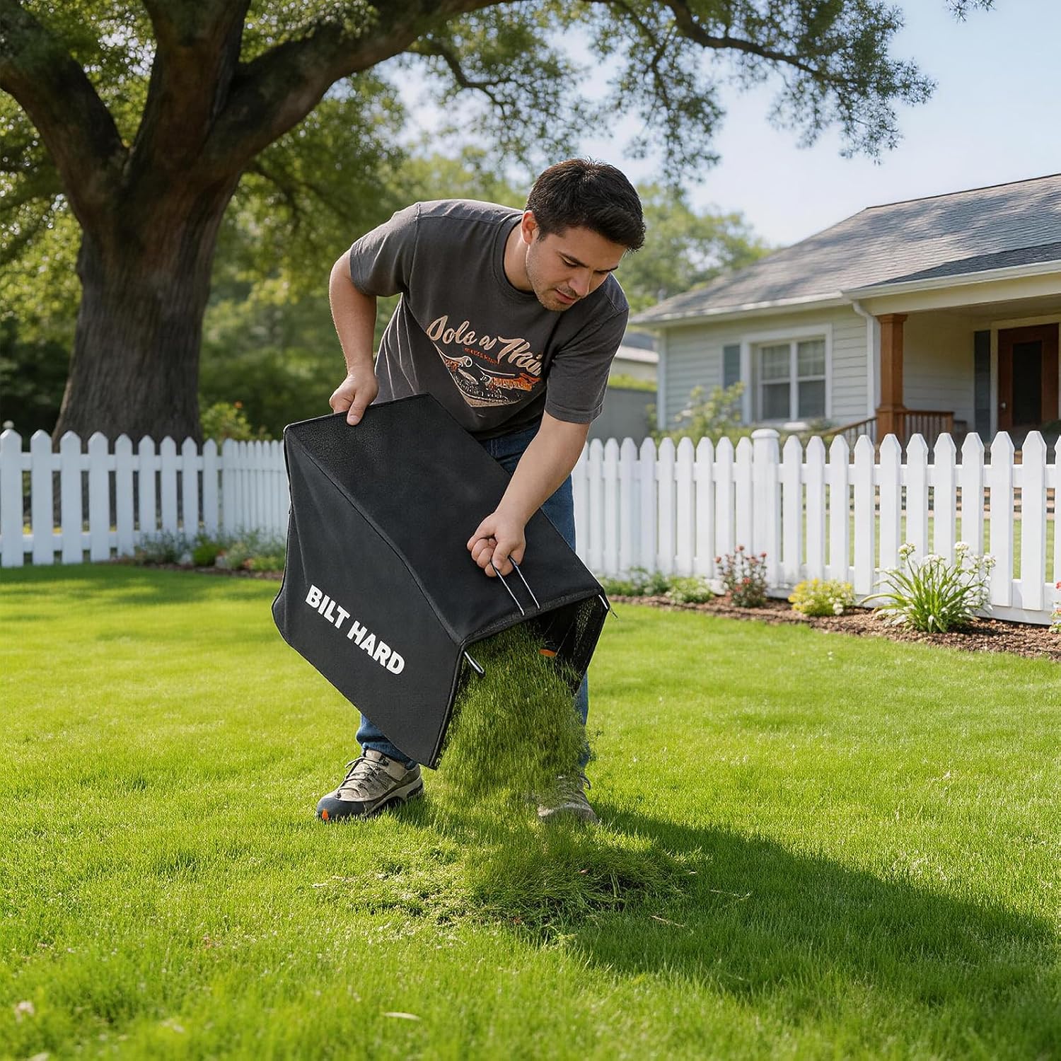 BILT HARD Corded Electric Lawn Mower 15 Inch, 11Amp Electric Push Mower with 9.2 Gallon Collection Bag, 5 Height Adjustment, Lightweight Lawnmower for Garden, Yard