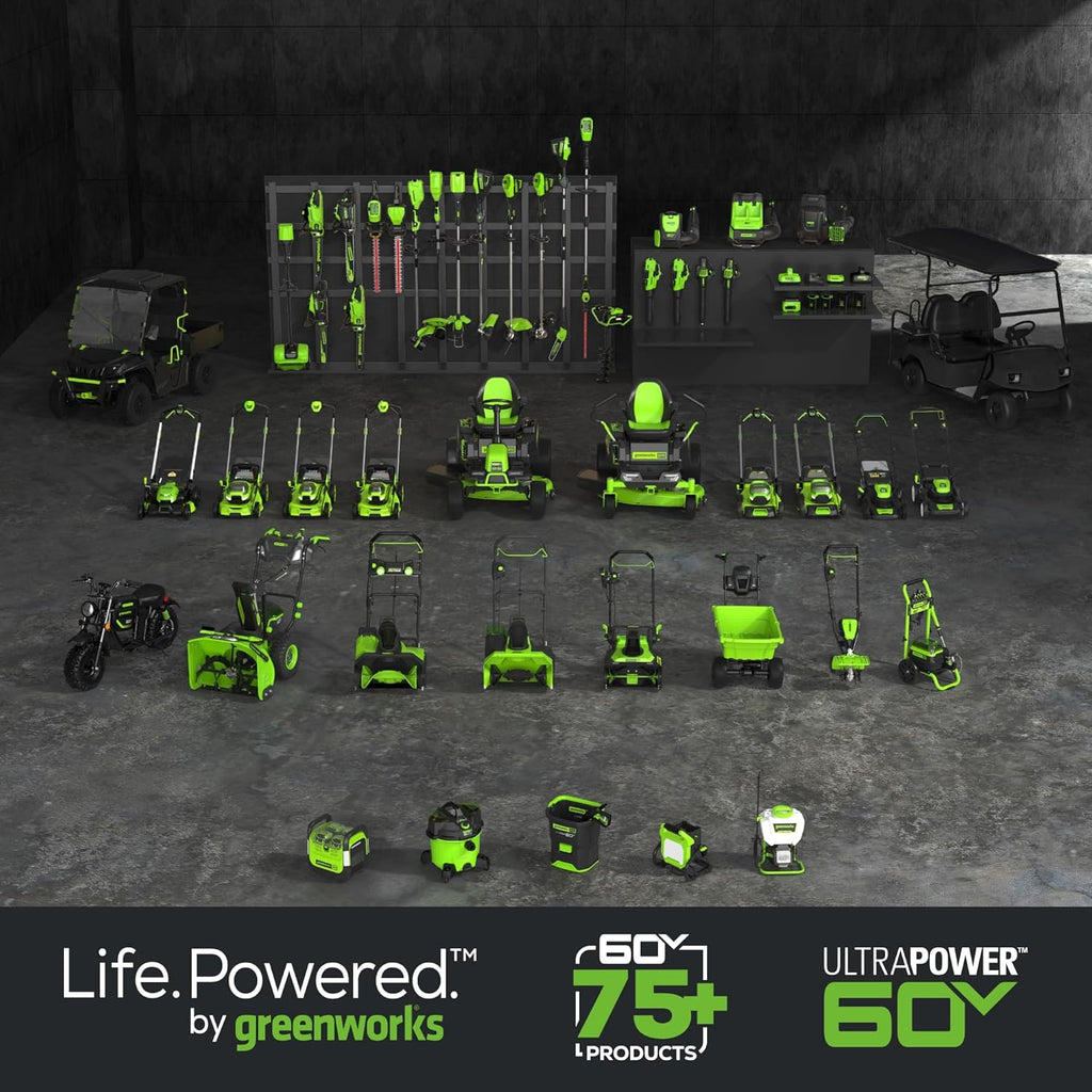 Greenworks 60V 21' Brushless (Push) Cordless Lawn Mower, 5.0Ah Battery (1/2 Acre, Rapid Charger, 4-in-1, LED Lights, IPX4)