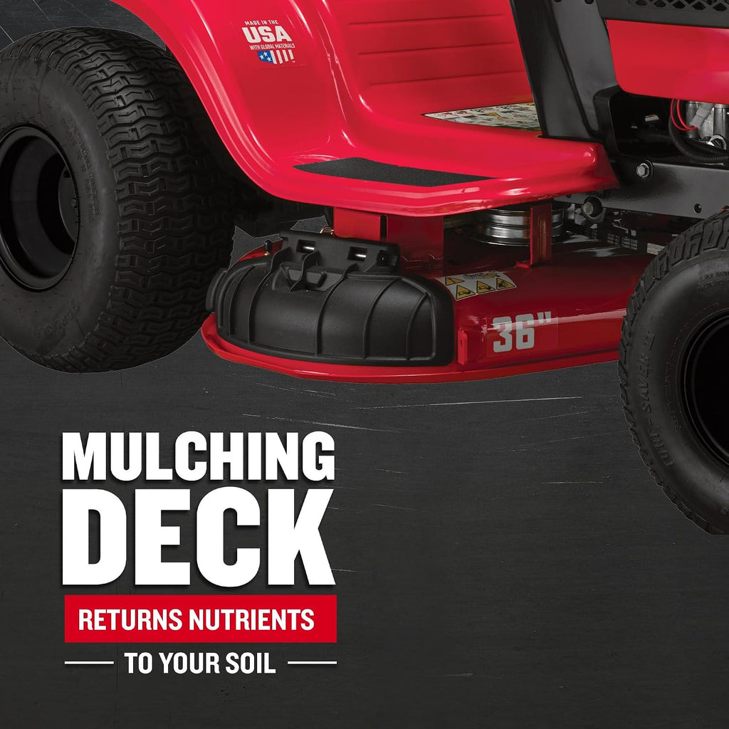 CRAFTSMAN 36' Gas Riding Lawn Mower with 11.5 HP* Briggs and Stratton Single-Cylinder Engine, Gas Lawn Tractor with 7-Speed Transmission, Red/Black (13AC77XYA93)