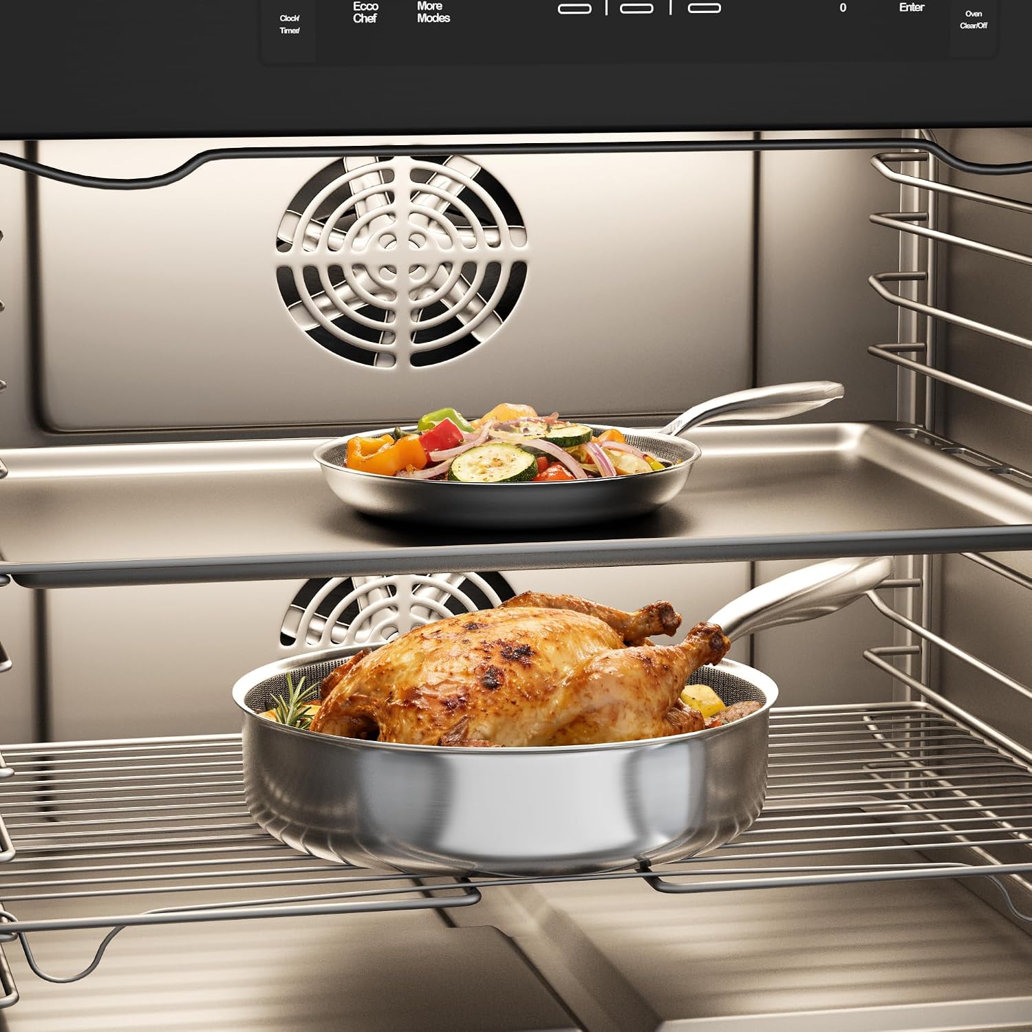 COOKER KING 7 PCS Stainless Steel Cookware Set, Pots and Pans Set Non Stick, Hybrid Cookware,Non-Stick Frying Pan, Saucepan, Saute Pan & Stockpot, Non-Toxic, Oven Safe, Induction Compatible