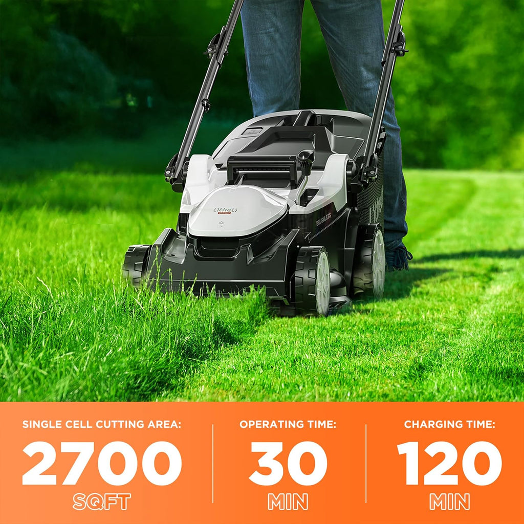 Litheli 16 Inch Lawn Mower 2 x 20V Brushless Electric Mowers for Garden Yards, Lightweight Cordless Lawnmower with 6-Position Height Adjustment, 2 x 4.0Ah Battery Include