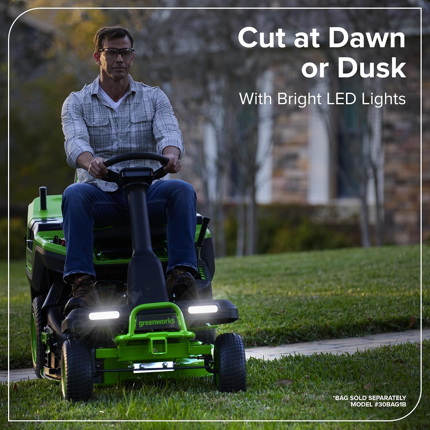 Greenworks 80V 30' Cordless Riding Lawn Tractor, (4) 6.0Ah Batteries and 600W Charger