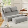 Giant Bean Bag Chair for Adults - Indoor Chaise Lounge with Pillows & Ottomans, Upholstered Loveseat Floor Sofa Chair for Reading, Gaming, Napping, and Movies (Gray)
