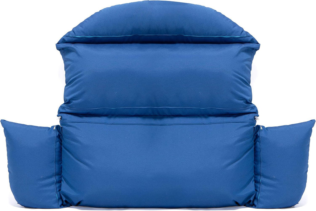 LeisureMod 2 Person Hanging Egg Chair Cushion - Blue, Soft Cotton Filling, Quick-Drying & Weather-Resistant, Machine Washable