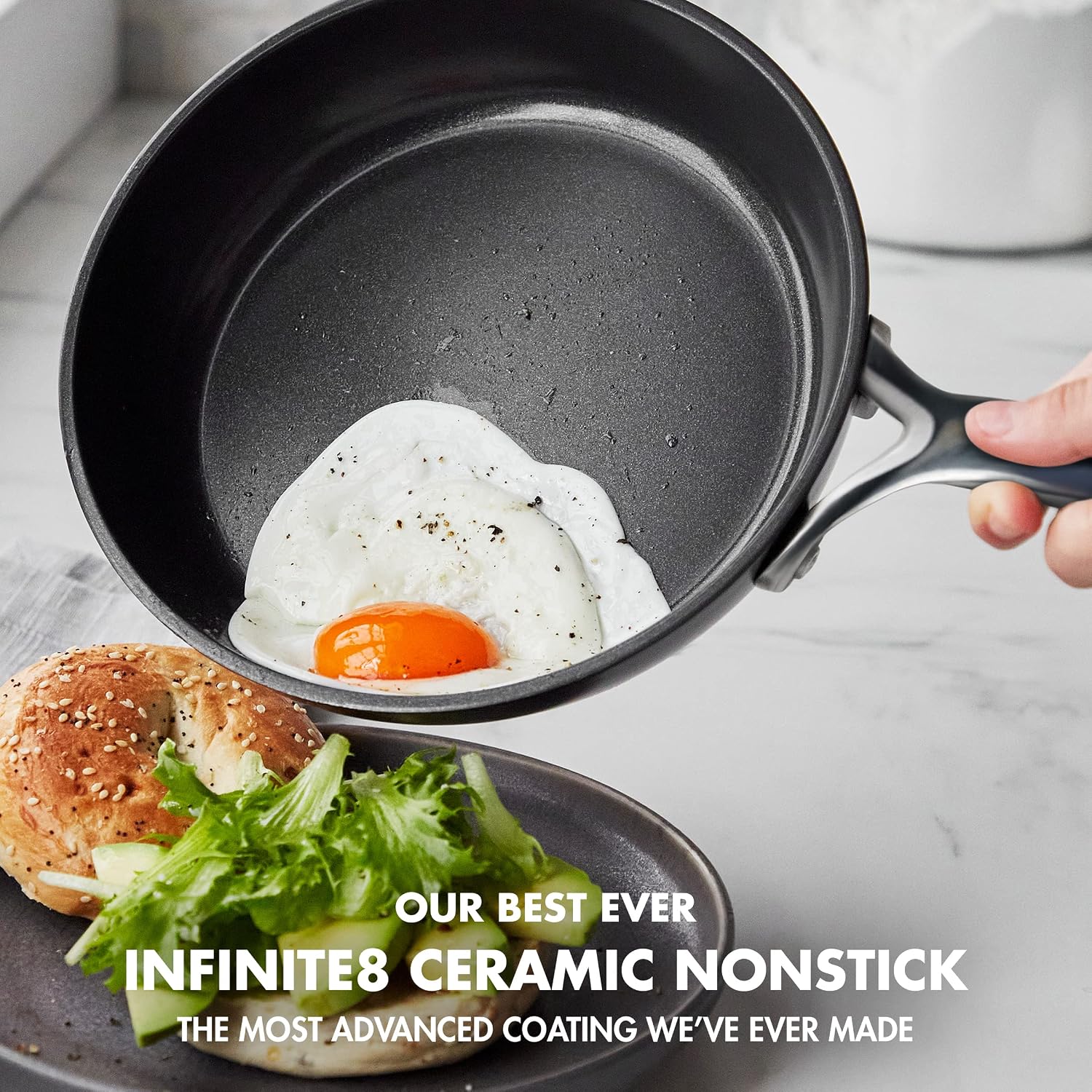 GreenPan 9.5' & 11' Ceramic Nonstick Frying Pan Skillet Set, PFAS-Free, Hard Anodized Cookware, Induction Compatible & All Cooktops, Dishwasher & Oven Safe, GP5 Stay-Flat Surface, Black