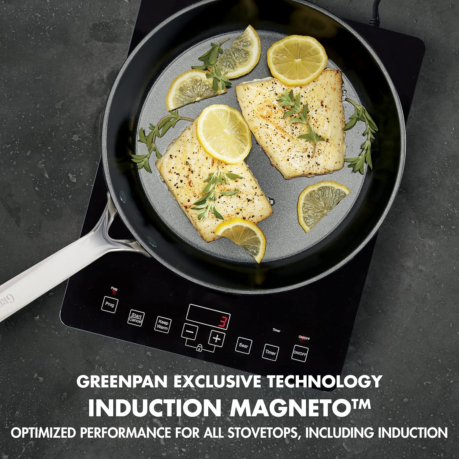 GreenPan 9.5' & 11' Ceramic Nonstick Frying Pan Skillet Set, PFAS-Free, Hard Anodized Cookware, Induction Compatible & All Cooktops, Dishwasher & Oven Safe, GP5 Stay-Flat Surface, Black