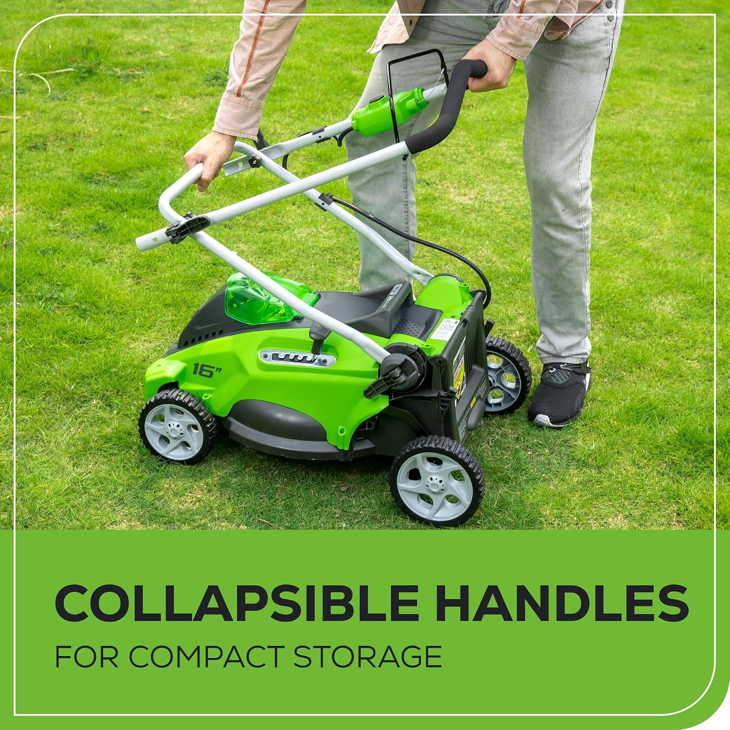 Greenworks 40V 16' (Push) Cordless Lawn Mower, 4.0Ah Battery (1/3 Acre, Push Button Start, Compatible with 75+ Tools)