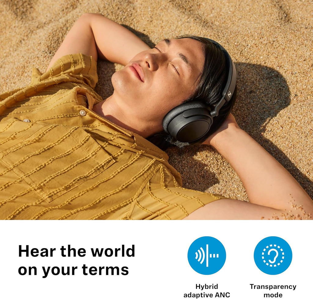 Sennheiser ACCENTUM Plus Wireless Bluetooth Headphones Noise Cancelling - Quick-Charge Feature, 50-Hr Battery Playtime, Adaptive Hybrid ANC, Bluetooth Over Ear Headphones for Traveling, School, White