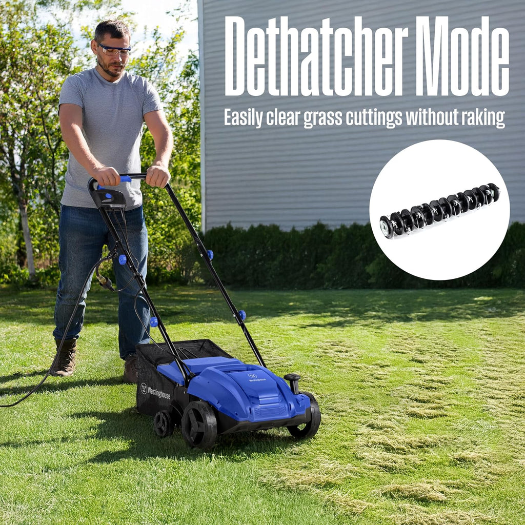 Westinghouse 13' 12-Amp 2-in-1 Electric Dethatcher and Scarifier with Collection Bag