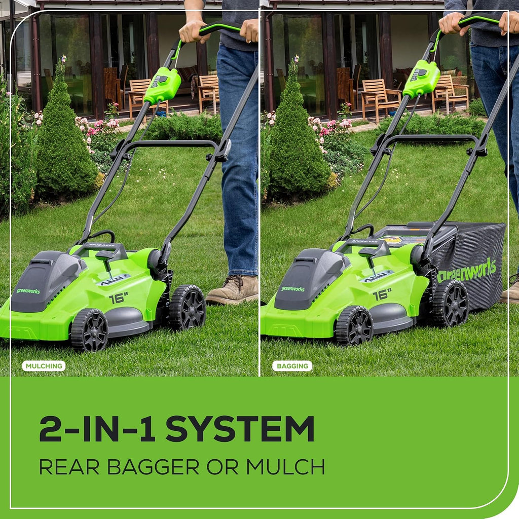 Greenworks 40V 16' Brushless Cordless (Push) Lawn Mower (75+ Compatible Tools), 4.0Ah Battery and Charger Included