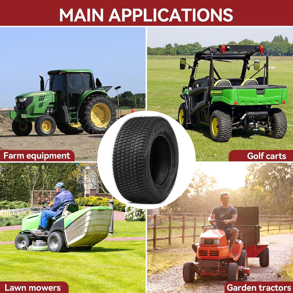 YITAMOTOR 23x8.50-12 Lawn Mower Tires (Set of 2), 4 Ply Tubeless Tractor Turf Tire, 23x8.50x12 Lawnmower Tires Fits Most Lawn & Garden Vehicle, 1190LBS Capacity