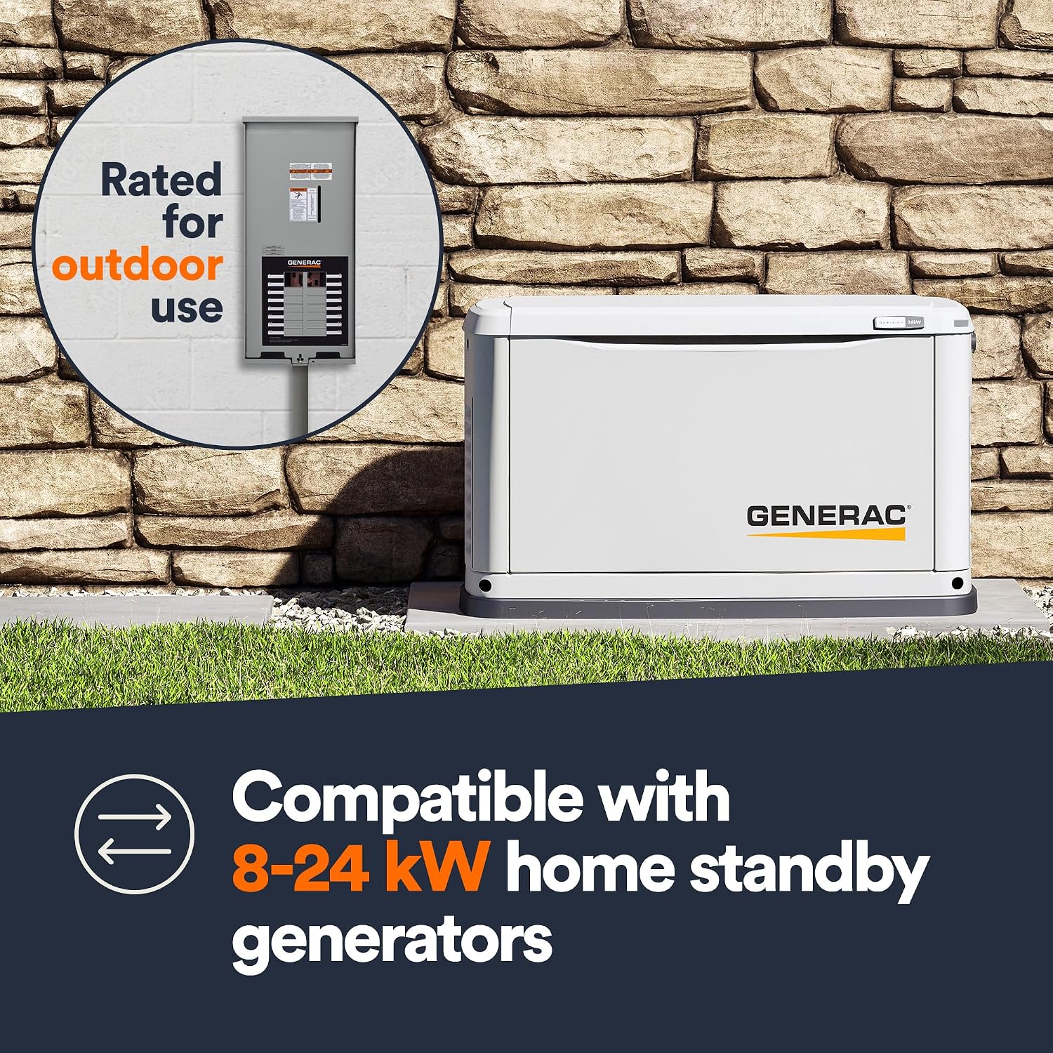 Generac RXG16EZA3 16-Circuit 100 Amp ATS - NEMA 3 CUL: Reliable Transfer Switch with Integrated Load Center for Essential Circuit Backup