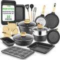 NutriChef 22‑Piece Non‑Stick Ceramic Pots and Pans Set – For All Cooktops Including Induction – PTFE & PFAS Free, Includes Bakeware & Utensils