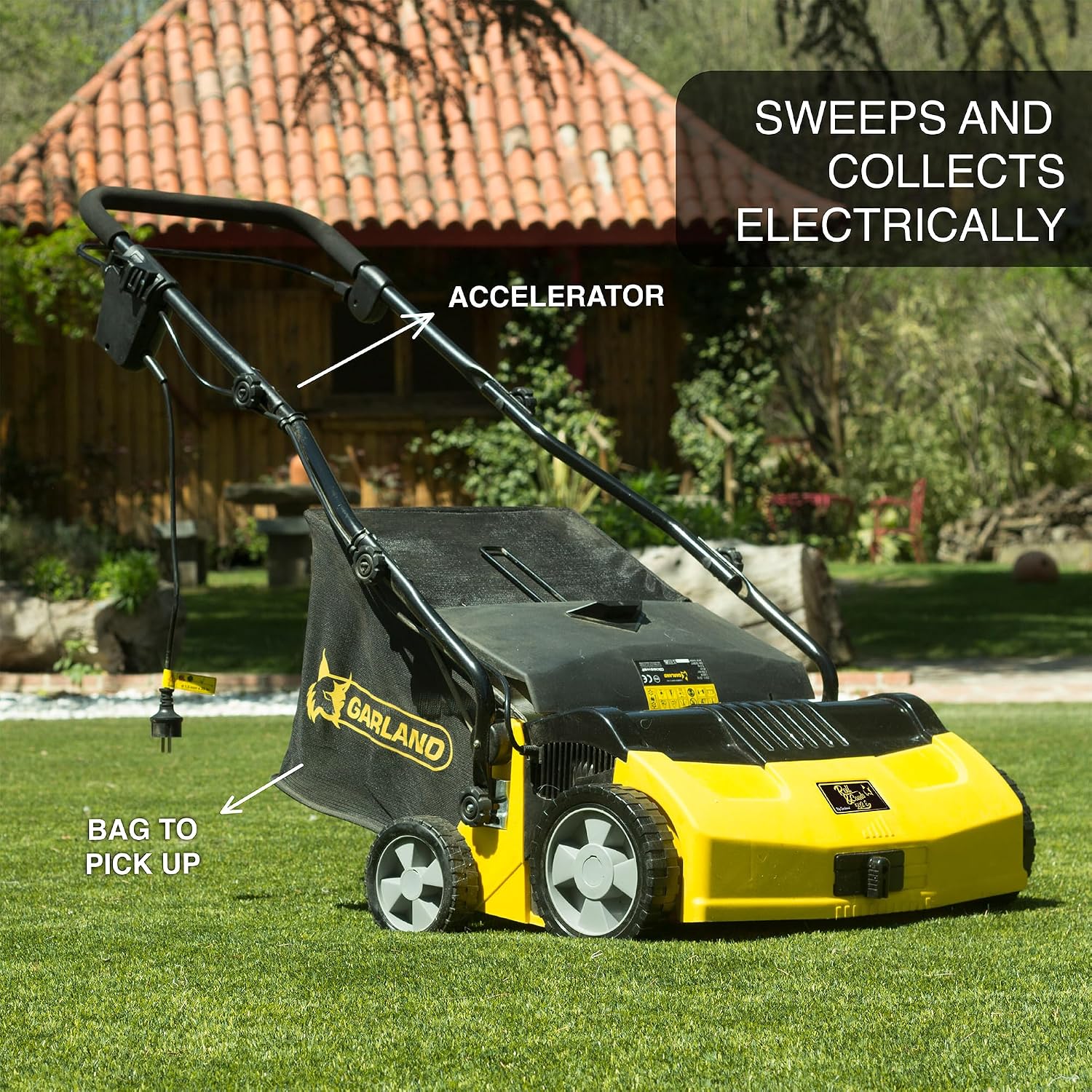 Artificial Turf Sweeper by Roll & Comb, Corded Electric Turf Comb for Synthetic Grass, 16' Working Width, 40L Leaf Collector, 1,600W Motor, Model 502e, 39.5lb