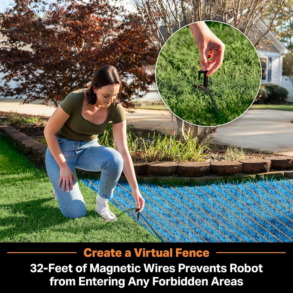 LawnMaster OcuMow™ VBRM701YAMIDR Perimeter Wire Free Robot Lawn Mower Cuts 1/6 Acre Optical Navigation,Obstacle Avoidance Auto-Charging Station, No Go Function, WiFi & Bluetooth Connection APP Control