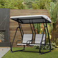 East Oak 2-Person Outdoor Patio Swing Chair with Adjustable Canopy, Porch Swing with Comfortable and Breathable Seats, Independent Swing Chairs for Garden, Balcony, Backyard, Charcoal Black