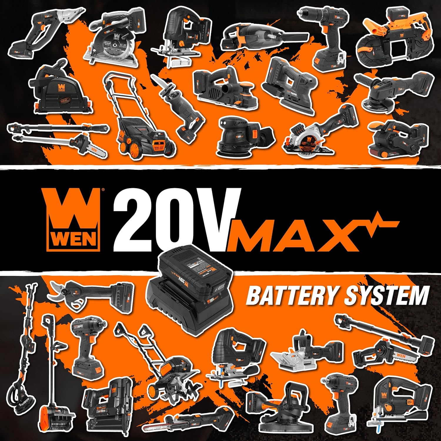 Wen 20V Max Cordless 15-Inch 2-in-1 Brushless Electric Dethatcher and Scarifier with Collection Bag, Two 4.0 Ah Batteries, and Dual-Port Charger (20716)
