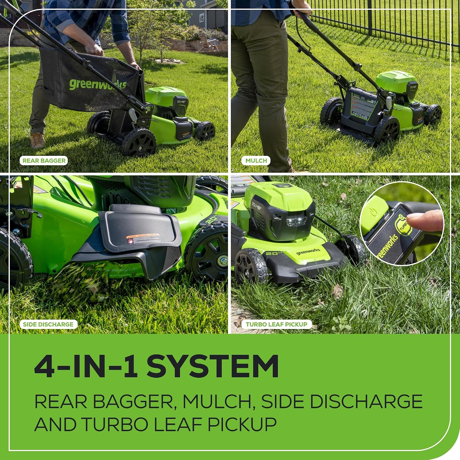 Greenworks 48V (24V x 2) 20' Brushless Cordless (Push) Lawn Mower (LED Headlight), (2) 4.0Ah Batteries and Dual Port Rapid Charger Included (200+ Compatible Tools)