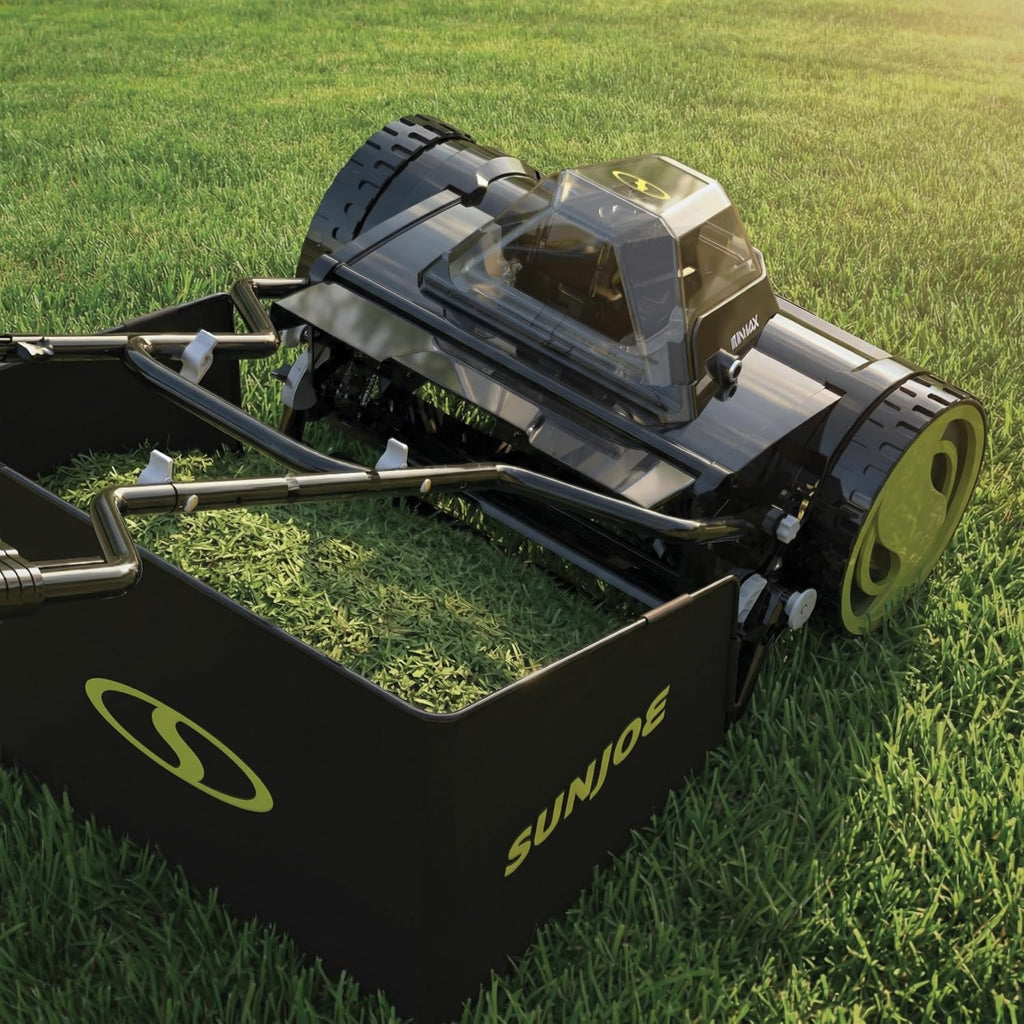 Sun Joe Cordless Electric Push Lawn Mower with 11.9-Gal Bag, 15-Inch Cutting Width, 360W Motor - Heavy-Duty Yard Trimmer for Gardening Care and Maintenance, IONMAX 24V-CRLM15