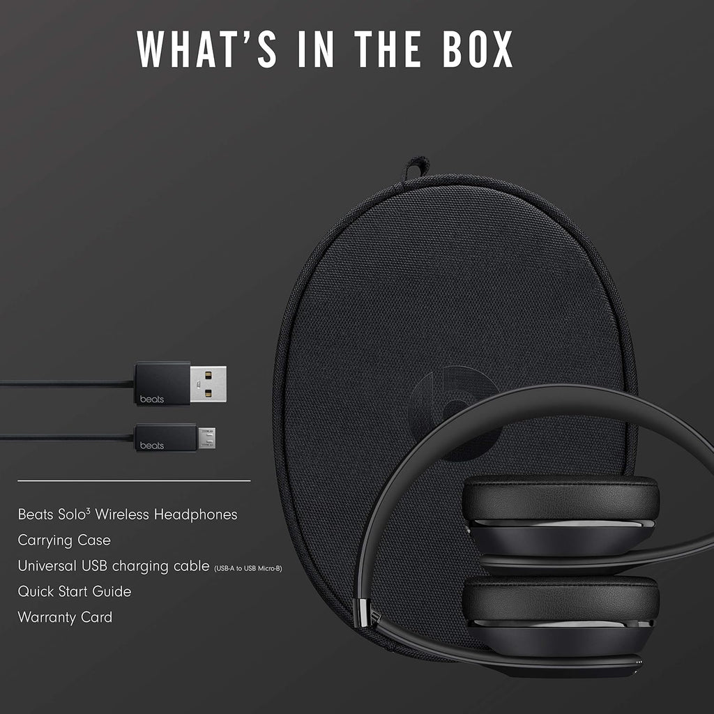 Beats Solo3 Wireless On-Ear Headphones - Apple W1 Headphone Chip, Class 1 Bluetooth, 40 Hours of Listening Time, Built-in Microphone - Black