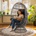 Bme Heavy Duty 400 lbs Capacity Wicker Egg Chair for Outside & Indoor, 360 Degree Smooth Swivel Mechanism, UV 2000 Hours Material with Flame Retardant Tested Cushion, Durable Against Water, Weather