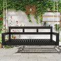 LUMISOL Twin Size Porch Swing Daybed Frame, Garden Porch Swing Bench Chair with 4 Hanging Ropes for Backyard Outdoor, Black