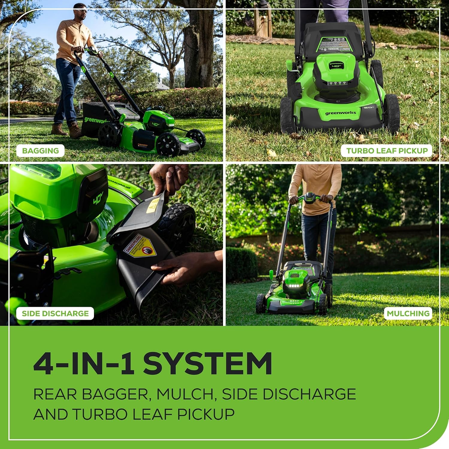 Greenworks 40V 20' Brushless Cordless Lawn Mower with 4.0Ah Battery & Charger(75+ Tool Compatibility)