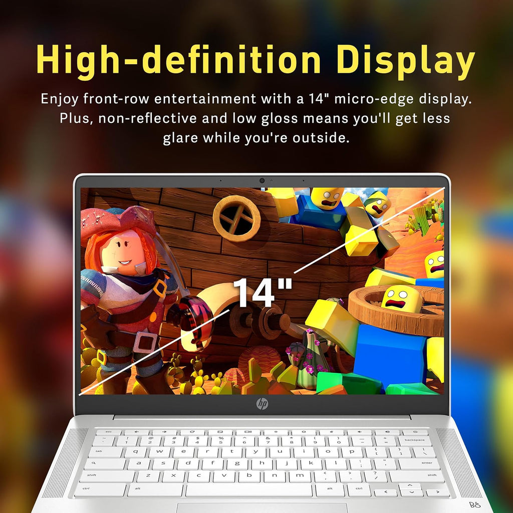 HP Chromebook 14' FHD IPS Laptop, AMD 3015Ce, 4GB RAM, 192GB Storage(32GB eMMC+160GB Docking Station), AMD Radeon Graphics, 720p HD Camera, HD Audio, Chrome OS, Ceramic White