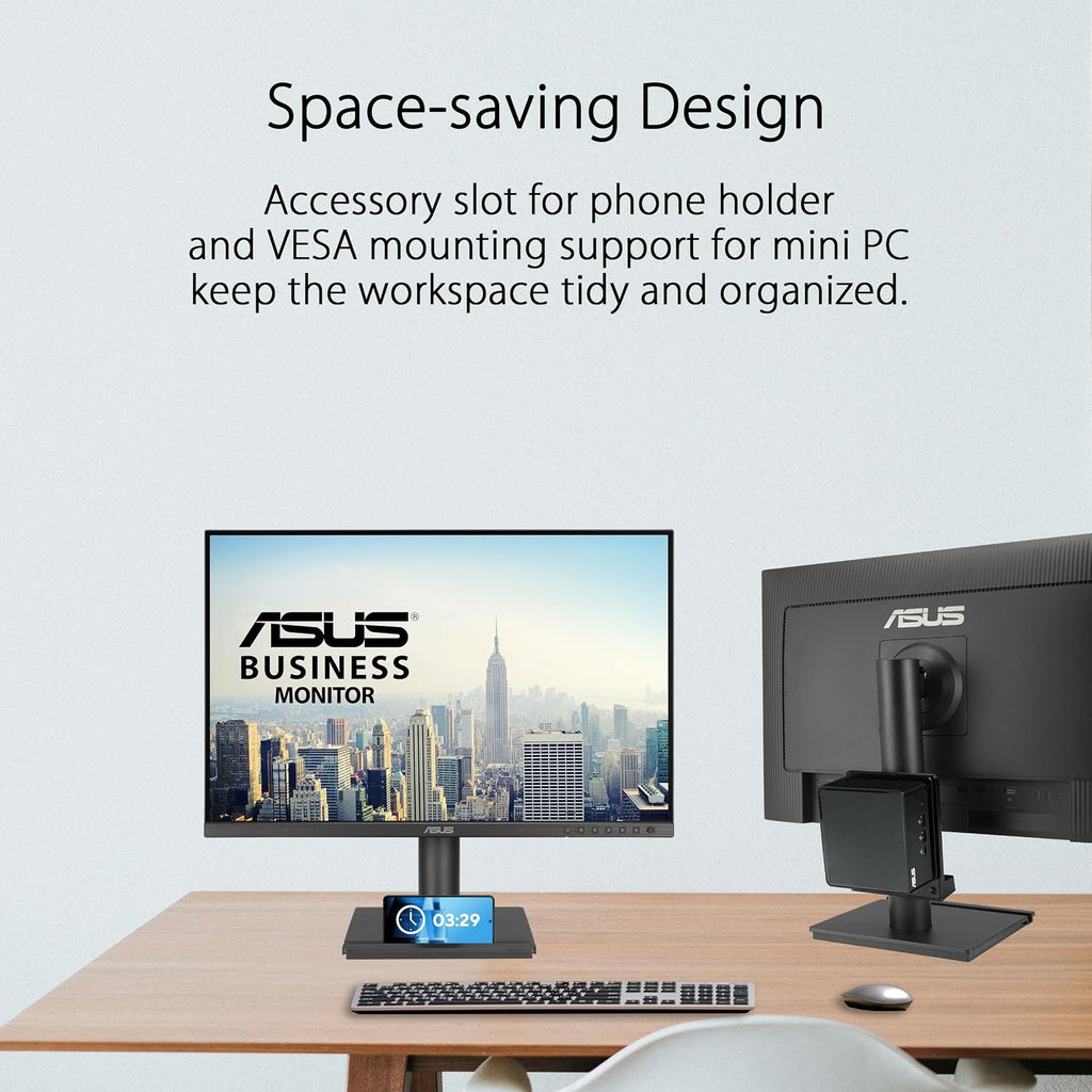 ASUS 24' Business Monitor (BE248QF) - WUXGA (1920x1200), IPS, 100Hz, Frameless, Speakers, Height Adjustable, Ergonomic Design, HDMI, Eye Care, VESA Wall Mountable, 3 yr Warranty