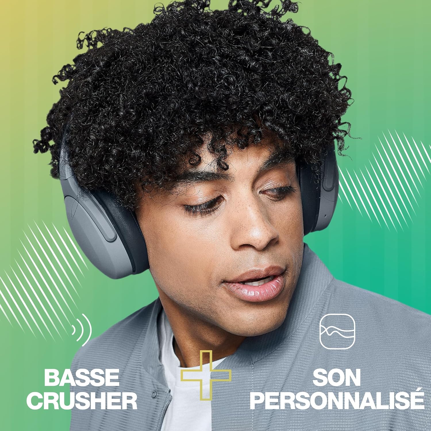 Skullcandy Crusher Evo Wireless Bluetooth Headphones with Extra USB-C Charging Cable, Multi-Sensory Bass, Noise Isolating Over-Ear Fit, 40 Hours Battery, Microphone for iPhone Android - Chill Grey