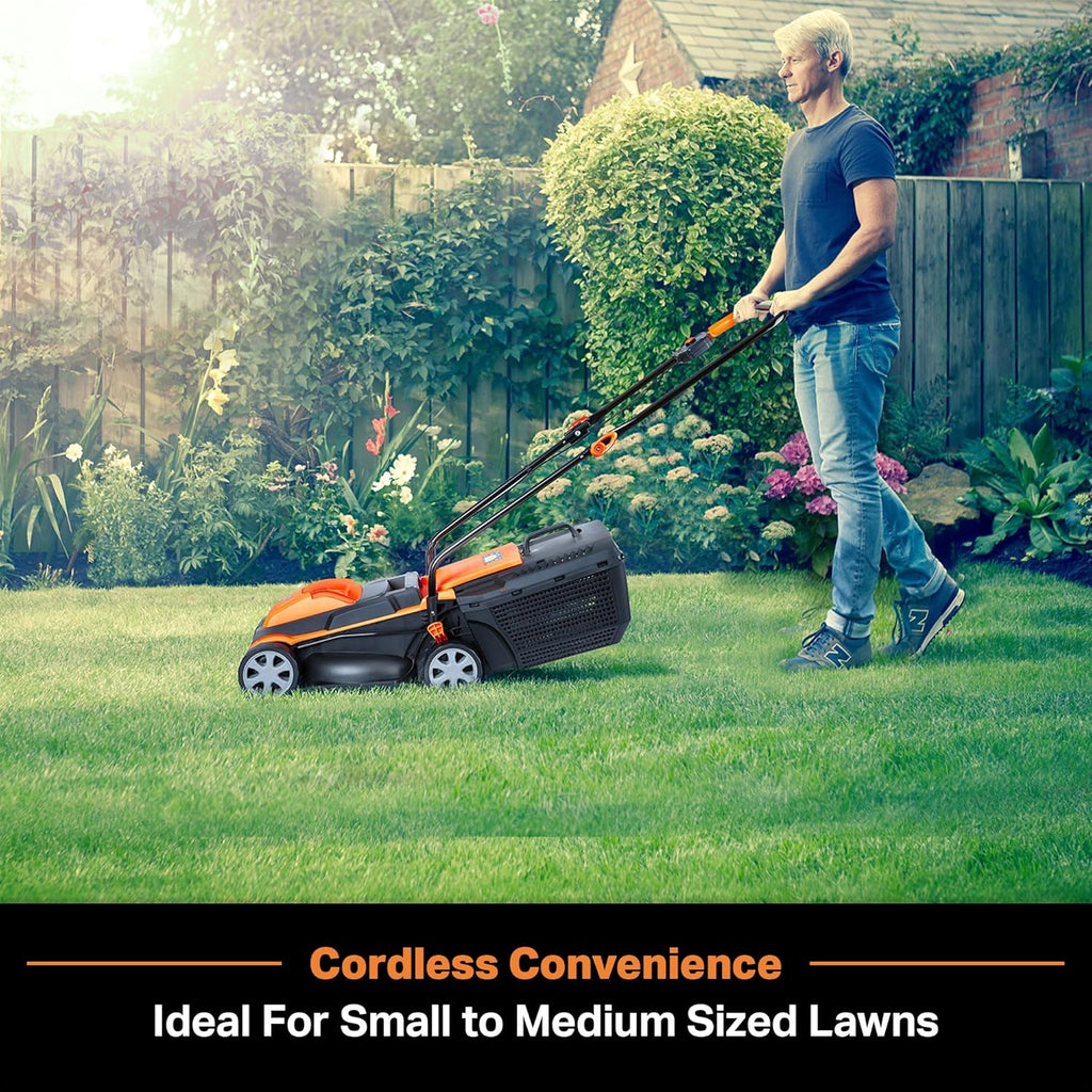 LawnMaster 24VMWBL 24V Max 13-inch Cordless Lawn Mower and Cordless Leaf Blower Combo with 2x4.0Ah Batteries and Charger
