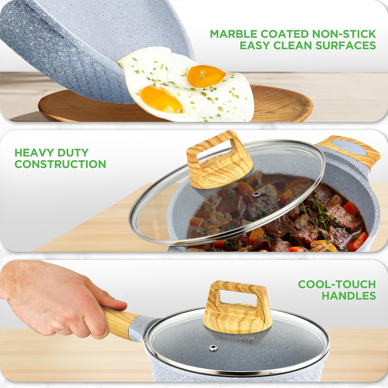 NutriChef 22‑Piece Non‑Stick Ceramic Pots and Pans Set – For All Cooktops Including Induction – PTFE & PFAS Free, Includes Bakeware & Utensils