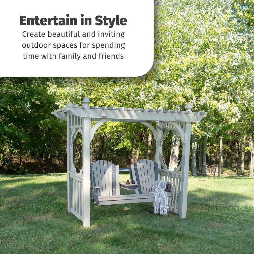 LuxCraft 5' Adirondack Hanging Porch Swing with Flip Down Console, Outdoor Patio Swing, Front Porch Swing, Outdoor Swing Bench (Lime Green & Black)