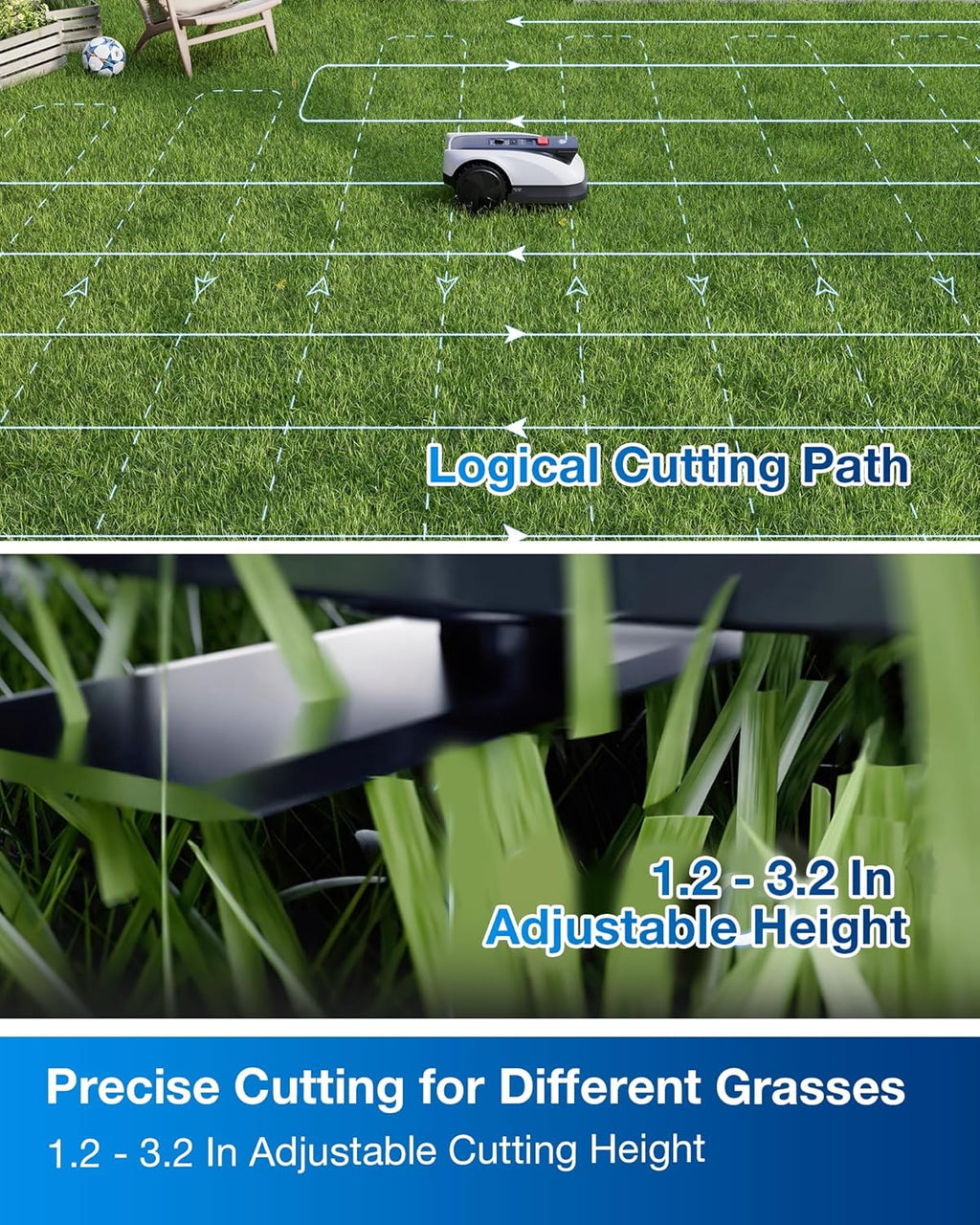 ECOVACS Goat O1000 RTK Care Robotic Lawn Mower with RTK Precision Navigation, No Perimeter Wire, Smart App Control, Auto Mapping, Multi-Zone Management – Includes 36 Extra Blades
