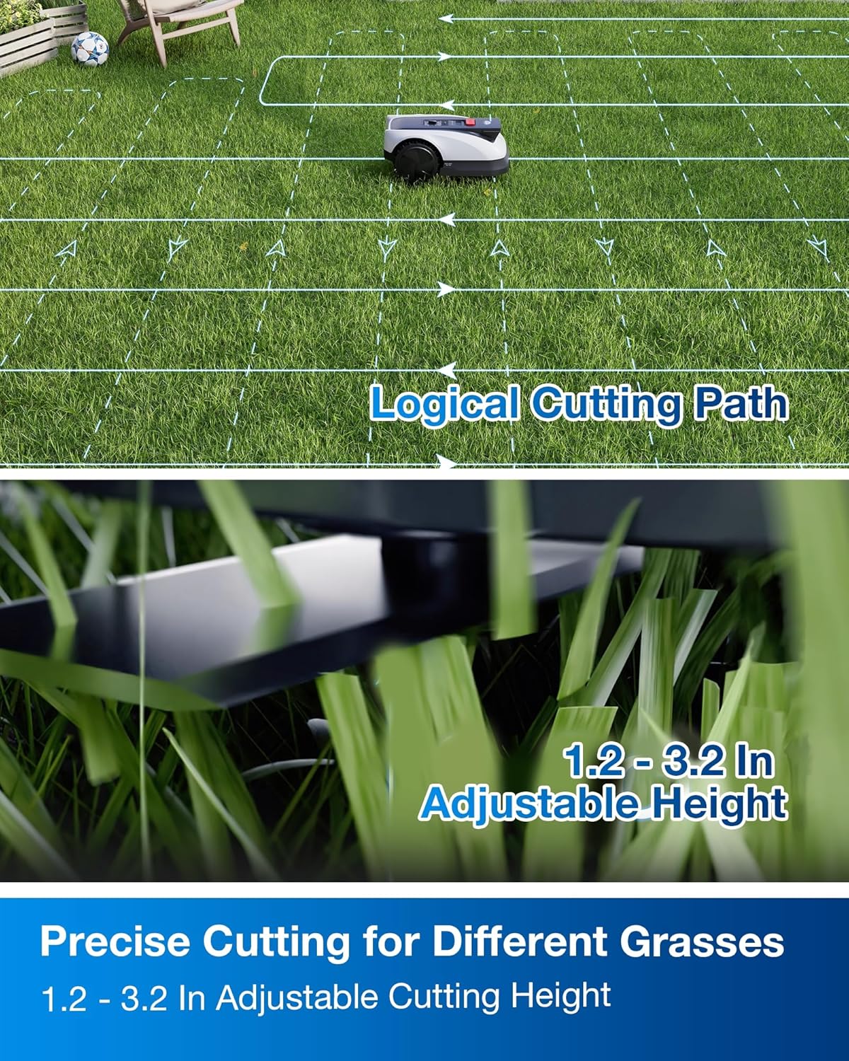 ECOVACS Goat O1000 RTK Care Robotic Lawn Mower with RTK Precision Navigation, No Perimeter Wire, Smart App Control, Auto Mapping, Multi-Zone Management – Includes 36 Extra Blades