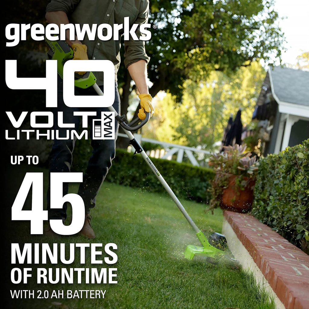 Greenworks 40V 12' Cordless String Trimmer, 0.065' Dual Line with Auto Feed, Variable Speed, Lightweight Weed Eater, 3-Year Warranty