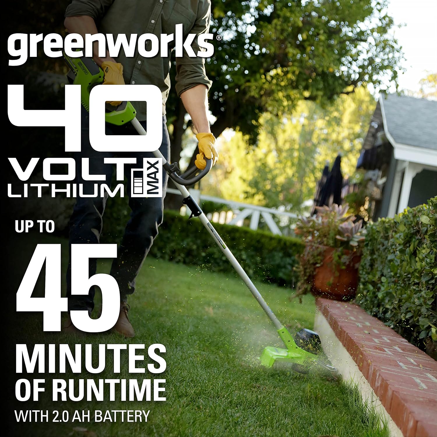 Greenworks 40V 12' Cordless String Trimmer, 0.065' Dual Line with Auto Feed, Variable Speed, Lightweight Weed Eater, 3-Year Warranty