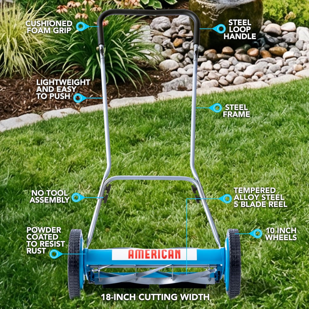 American Lawn Mower Company 2815-18 18-Inch 5-Blade Reel Push Lawn Mower