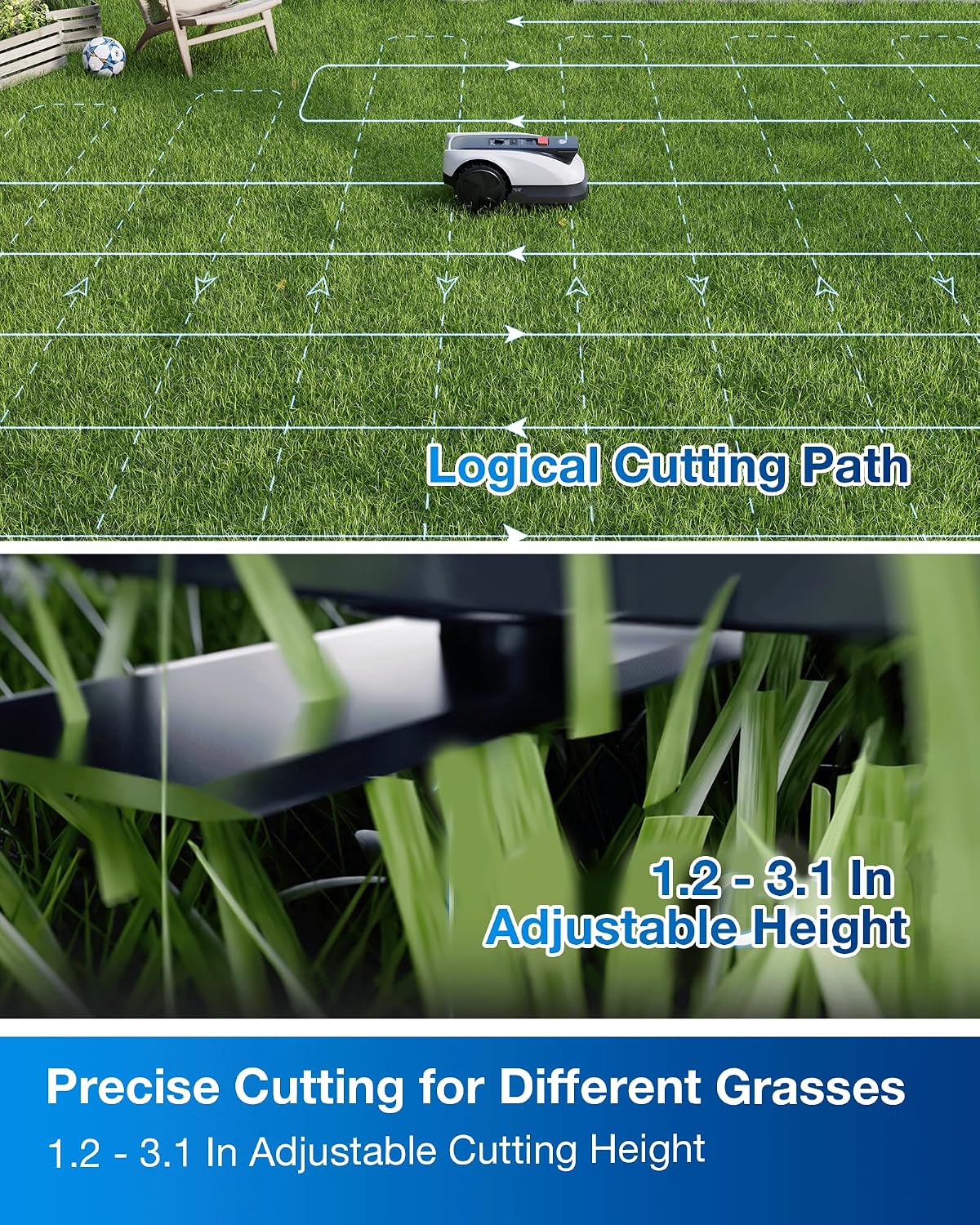 ECOVACS Goat O1000 RTK Robot Lawn Mower, Perimeter Wire Free Vision Robotic Lawnmower for 1/4 Acres Lawn, Automated Mapping, APP Control, 3D Obstacle Avoidance, Zero-Edge Cutting