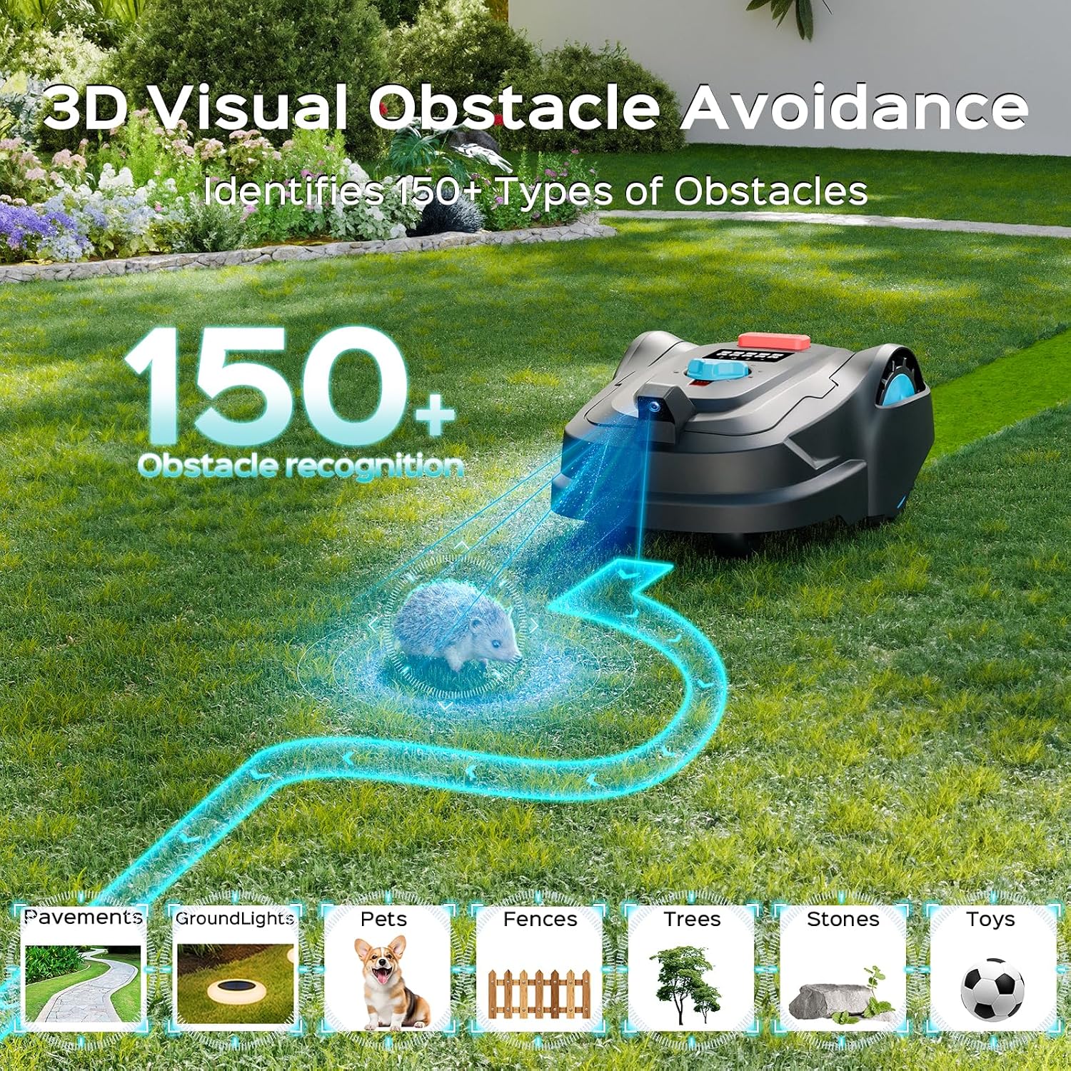 YARDCARE 2026 M800Plus GPS+3D Vision Cordless Robot Lawn Mower with Bow-Shaped Path Mowing, APP Control, Robotic Lawnmower with Obstacle Avoidance, Auto-Charging for Lawns up to 8611 sq.ft