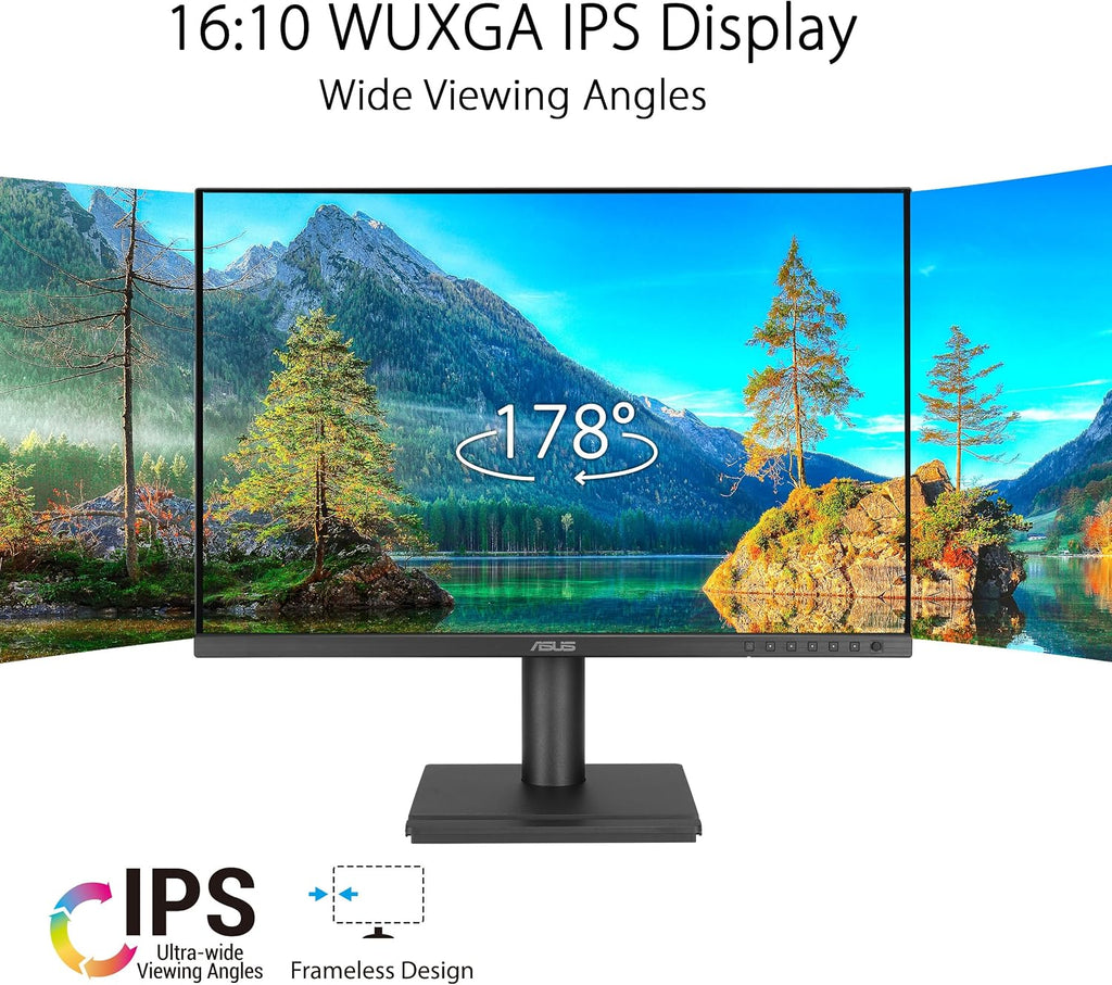 ASUS 24' Business Monitor (BE248QF) - WUXGA (1920x1200), IPS, 100Hz, Frameless, Speakers, Height Adjustable, Ergonomic Design, HDMI, Eye Care, VESA Wall Mountable, 3 yr Warranty