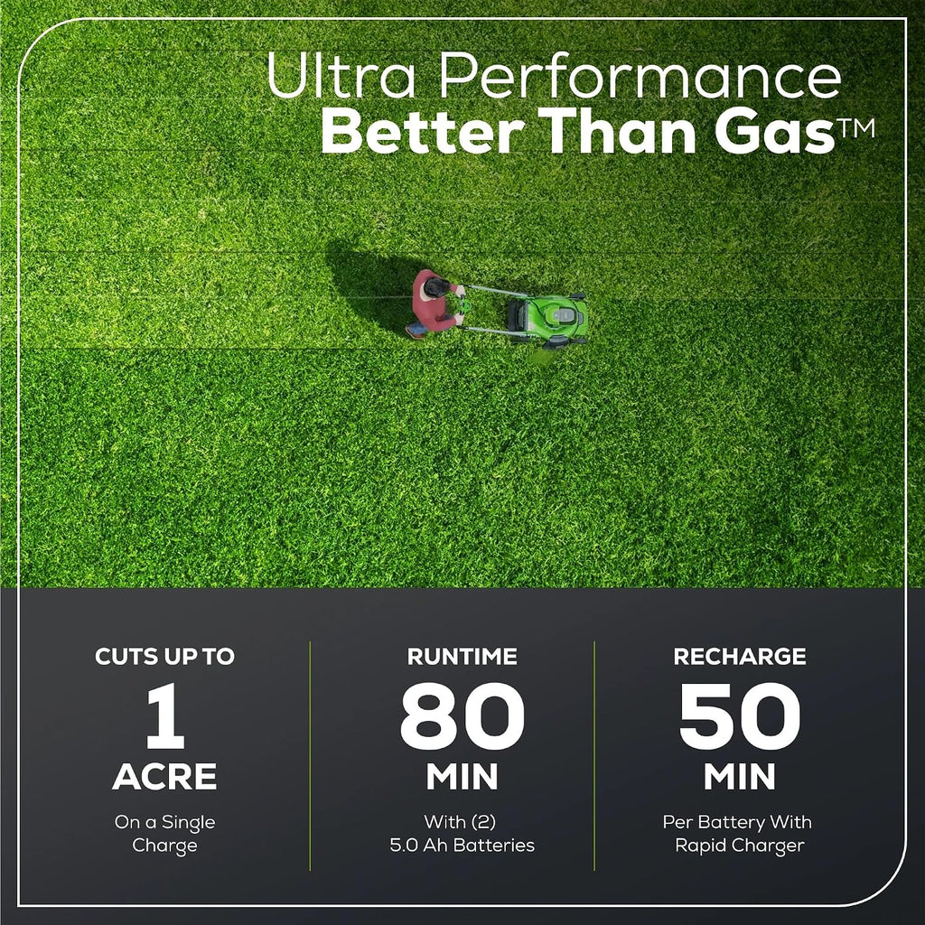 Greenworks 60V 21' Dual-Blade Self-Propelled Lawn Mower with (2) 5.0 Ah Batteries & Rapid Charger