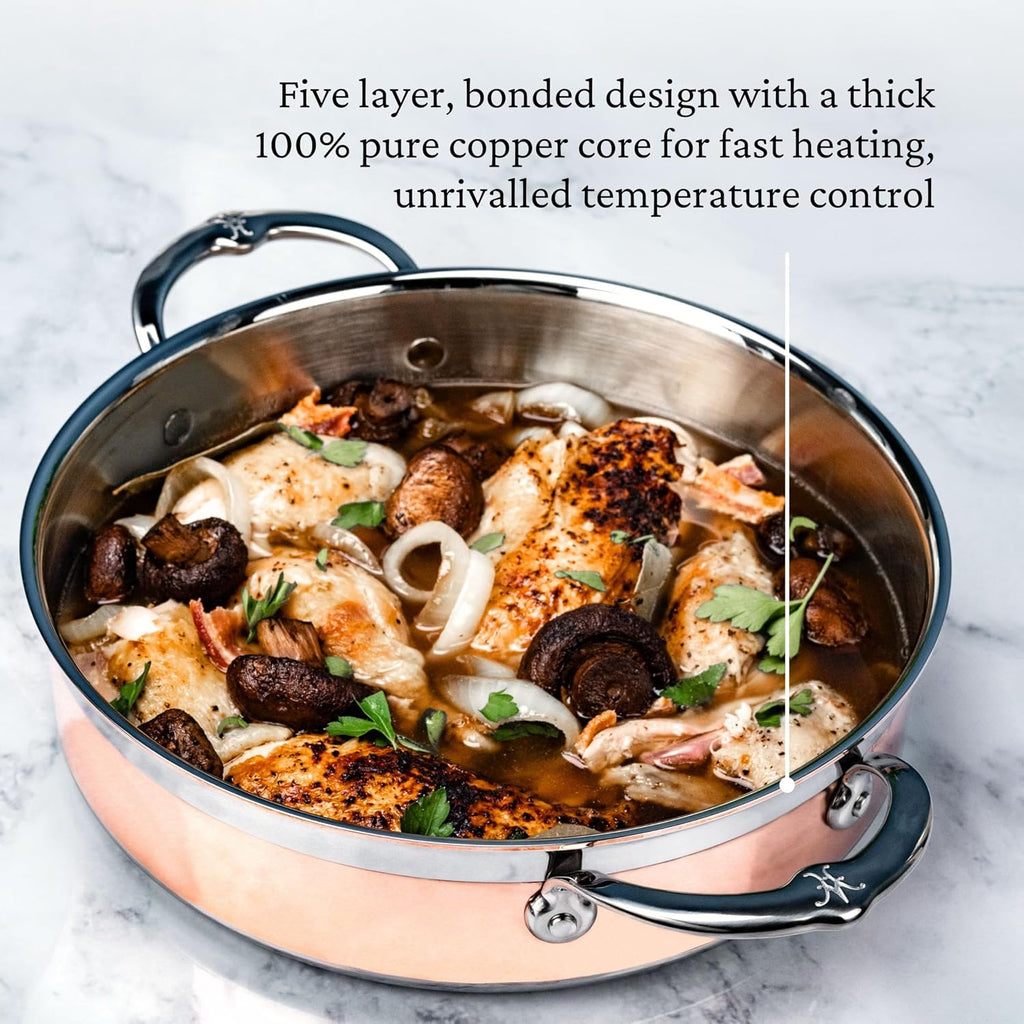 Hestan - CopperBond Collection - 100% Pure Copper Sauteuse, Induction Cooktop Compatible, 3.5 Quart