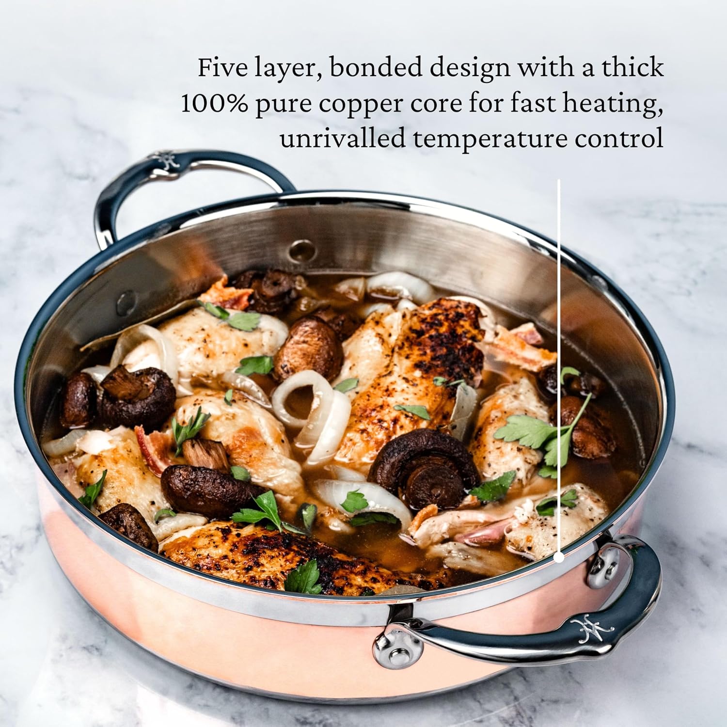 Hestan - CopperBond Collection - 100% Pure Copper Sauteuse, Induction Cooktop Compatible, 3.5 Quart