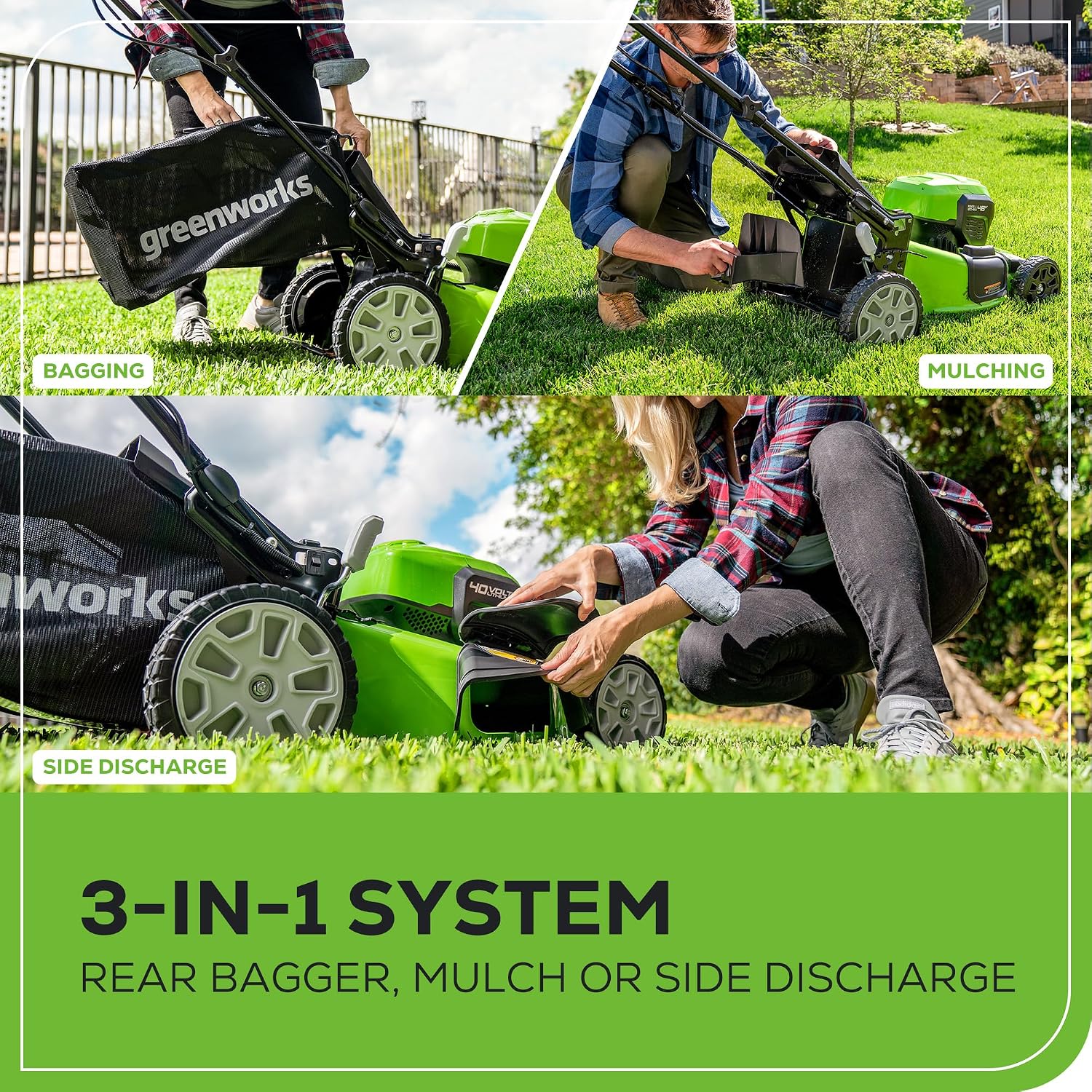 Greenworks 40V 21' Brushless Cordless (Smart Pace / Self-Propelled) Lawn Mower (75+ Compatible Tools), (2) 4.0Ah Batteries and Charger Included